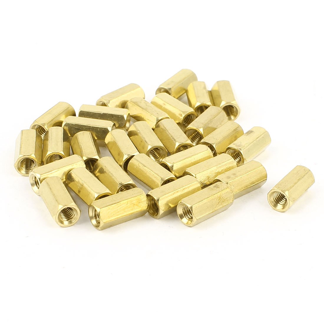 sourcing map M3 Female Thread Brass Pillar Standoff Spacer 10mm Long 30 Pieces