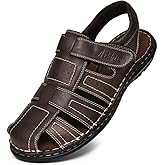 Arkbird Men's Sandals, Closed Toe Leather Fisherman Outdoor Hiking Sport Shoes Summer