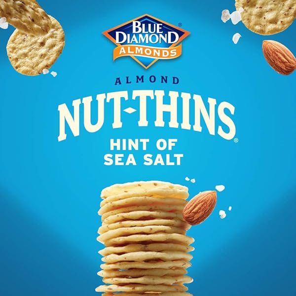 BLUE DIAMOND ALMONDS NUT-THINS GLUTEN FREE CRACKER CRISPS, HINT OF SEA SALT, FAMILY SIZE, SEA SALT, 7.7 OZ (PACK OF 1)