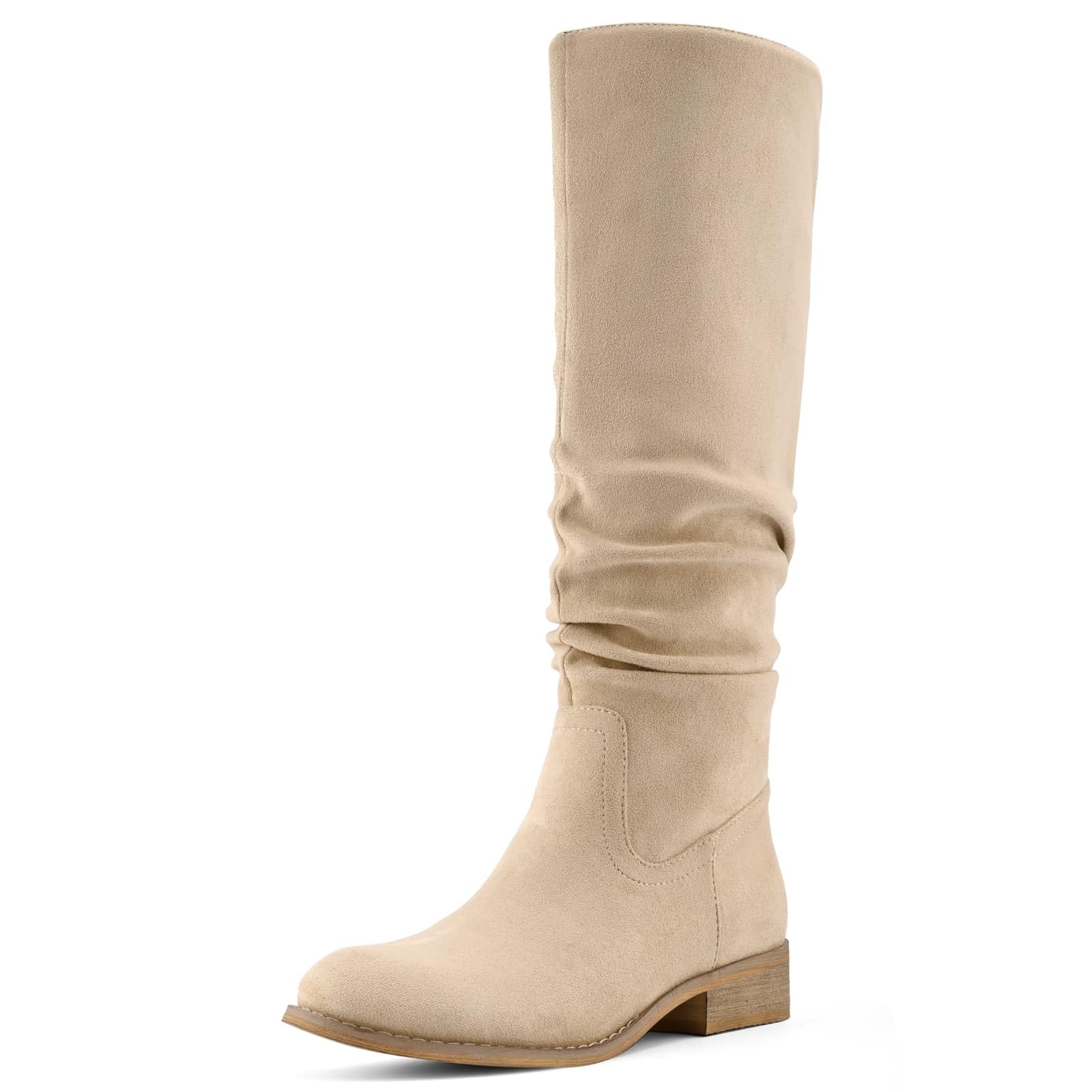 flat slouch knee high boots