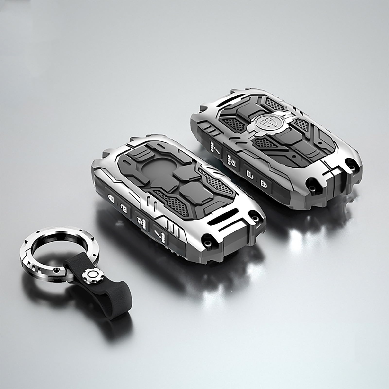 Photo 1 of Aoocar Mech Style Heavy Metal Key Fob Cover, Compatible with Mazda 2019-2025, Fit for CX-5 CX-8 CX-9 CX-30 CX-50 CX-70 CX-90 3 6 MX30 MX5 etc, Zinc Alloy Key Case Protector (Silver, 1 PCS)