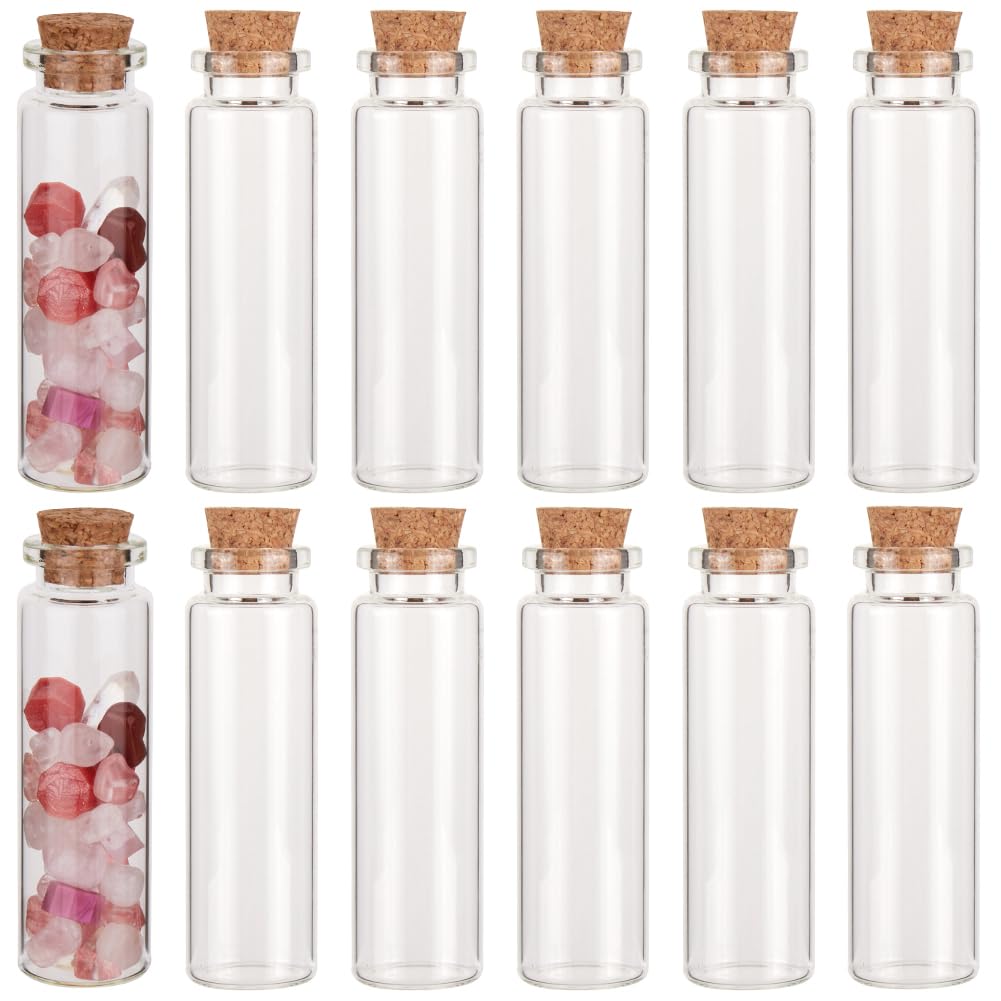 CRASPIRE 12Pcs Small Glass Bottles with Cork