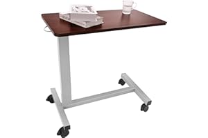 Skuehod Hospital Tray Table Adjustable with Wheels Over Bed for Home Use Eating in Bed Heavy Duty with Extra Large Tabletop, 70 Lbs Capacity