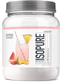 Isopure Infusions, Refreshingly Light Fruit Flavored Whey Protein Isolate Powder, &ldquo;Shake Vigorously & Infuses in a Minute&rdquo;, Tropical Punch, 16 Servings