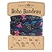 Natural Life Boho Bandeau Band, Black/Green Ivy Floral