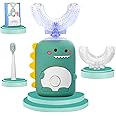 KAQINWX Kids Electric Toothbrushes, U Shaped Ultrasonic Toothbrush, Rechargeable Kids Toothbrush w/Smart Timer, 3 Brush Heads Replacement, 3 Clean Modes, IPX7 Water Resistant for Child 2-12