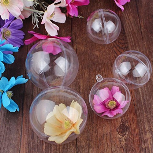 Yeelan Clear Plastic Acrylic Fillable Ball Ornament Set (80mm 12pcs