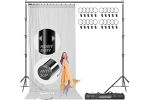 LS LIMO STUDIO LIMOSTUDIO LimoStudio (Upgraded Heavy Duty) 10 x 10 ft. New Gen. Adjustable Backdrop Stands, Background Support, Strong Pole No Bending No Shaking, Enhanced Body & Stability, Curtain Style Ring Clips, AGG3003