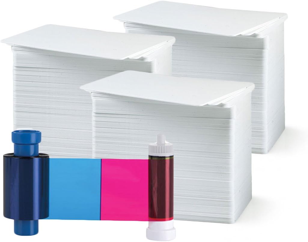 Magicard MA250YMCKOK Color Ribbon - YMCKOK - 250 Prints with Bodno Premium CR80 30 Mil Graphic Quality PVC Cards - Qty 300