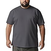 Plus Size T-Shirts for Obese Men Cotton Loose Comfortable Breathable Solid Color Moisture Wicking Round Neck Short Sleeved