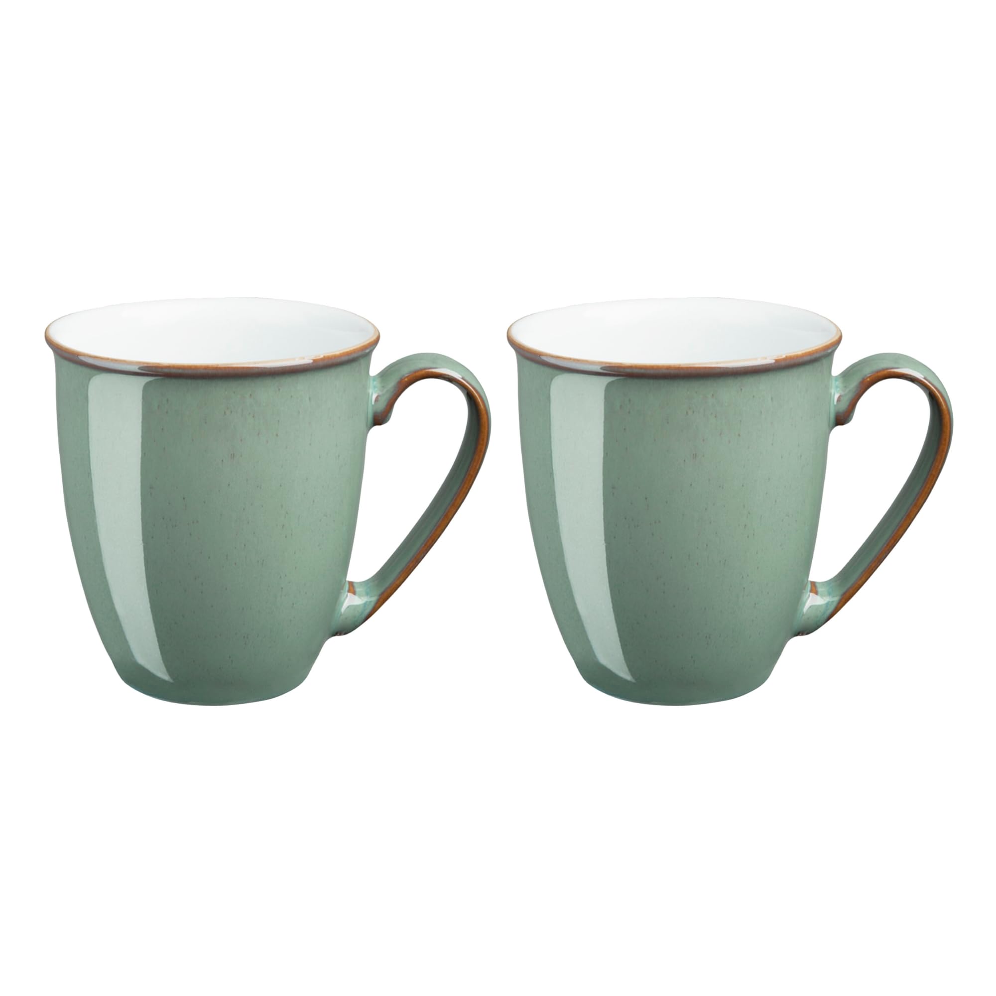 Denby - Regency Green Coffee Mug Set of 2 - 330ml Stoneware Ceramic Tea Mug Set For Home & Office - Dishwasher Safe, Microwave Safe - Green, White - Chip Resistant