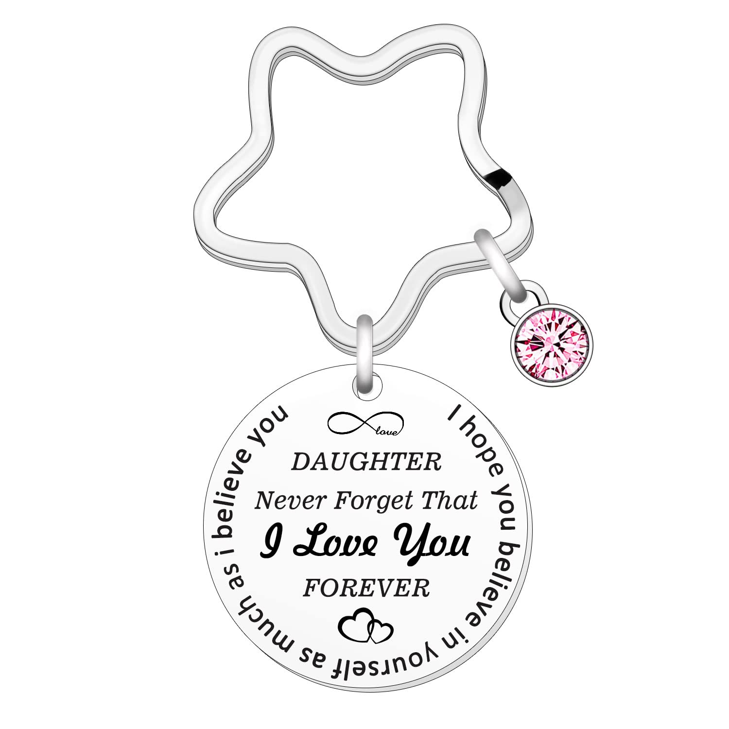 Daughter Gifts Pink Crystal Keyring From Mum Dad Never Forget That I Love You Daughter Keyring Daughter Birthday Christmas Gifts Women Keychain