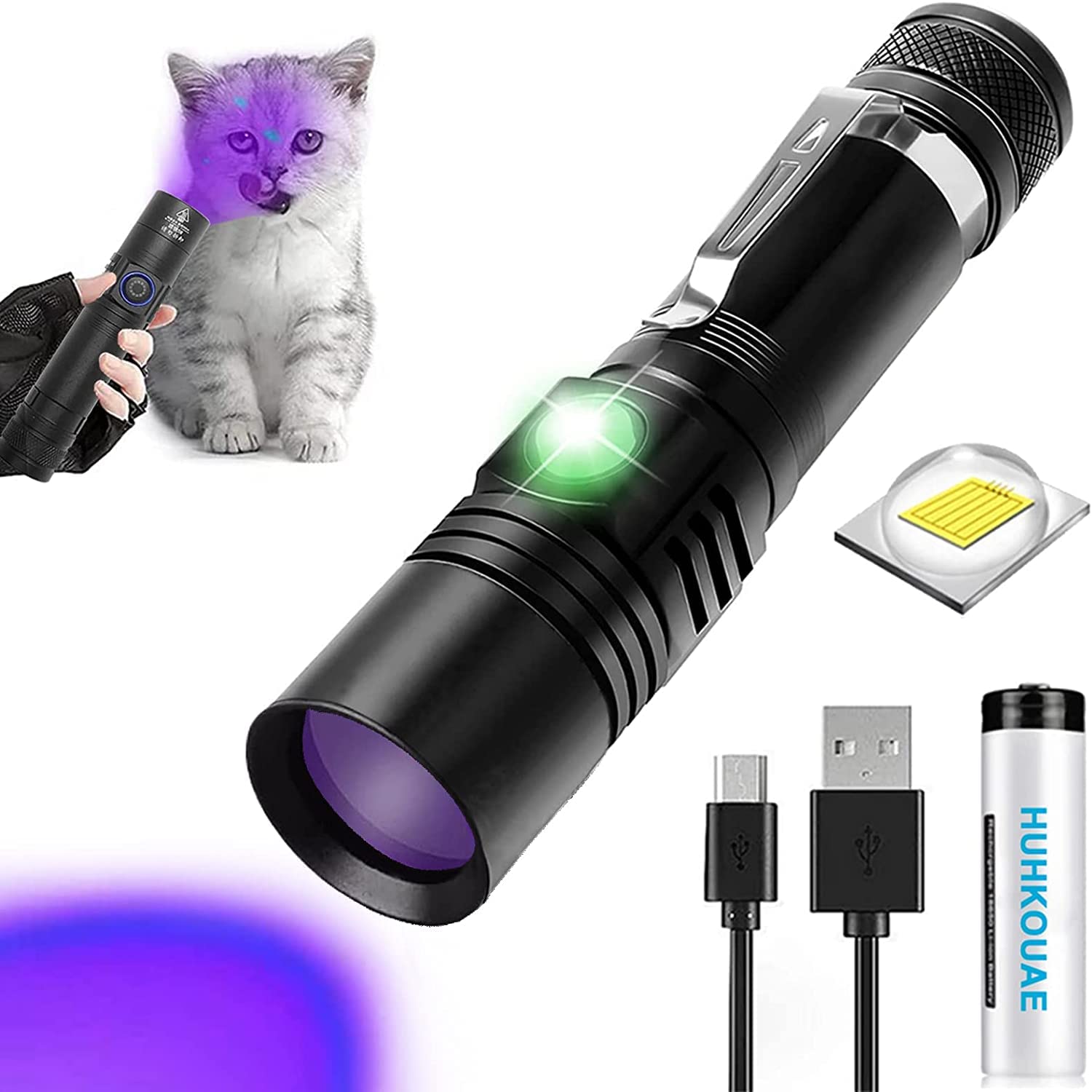 HUHKOUAE Wood's Lamp pet cat,5W 365nm cat Ringworm Detector Woods Black light FlashlightDoctor Pet Urine Detector,for Analyzing Skin Dog Cat Care Urine test ?
