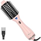 Aima Beauty Blow Dryer Brush - Ionic Ceramic Hot Air Brush for Frizz-Free Straightening & Voluminous Blowout, 2.3‘’/ 60mm Oval Barrel with Nylon Bristles, 360 Surrounded Vent, 3 Heat Settings, Pink