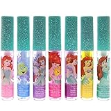 Disney Ariel Kids Washable Party Favor Lip Gloss, 7 Flavors Include Cotton Candy, Strawberry, Berry, Bubble Gum, Grape, Lemon And Watermelon