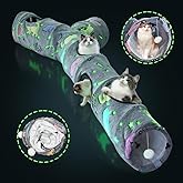 GRETMIX Cat Tunnels for Indoor Cats, Self-Luminous Cat Tunnel with Plush Ball, 3 Way Kitten Tunnel Collapsible, Cat Play Tunn