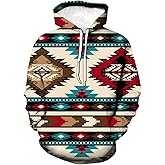 Hisayhe Men Women Fashion Long Sleeve Hoodie Aztec 3D Print Pullover Sweatshirts