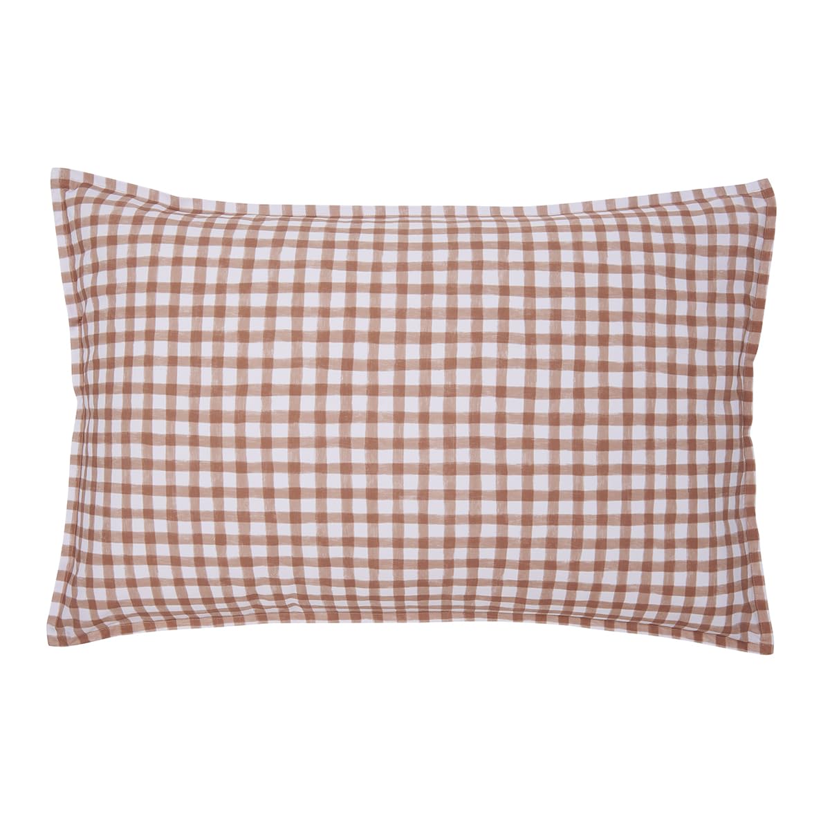 Printed pillowcase in cotton percale, gingham, made in France, 50 x 75 cm, Essix
