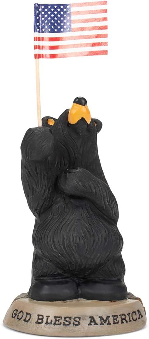 DEMDACO God Bless America Black Bear 5.5 x 3 Hand-cast Resin Figurine Sculpture