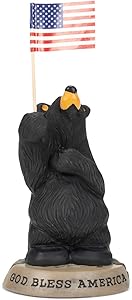 DEMDACO God Bless America Black Bear 5.5 x 3 Hand-cast Resin Figurine Sculpture