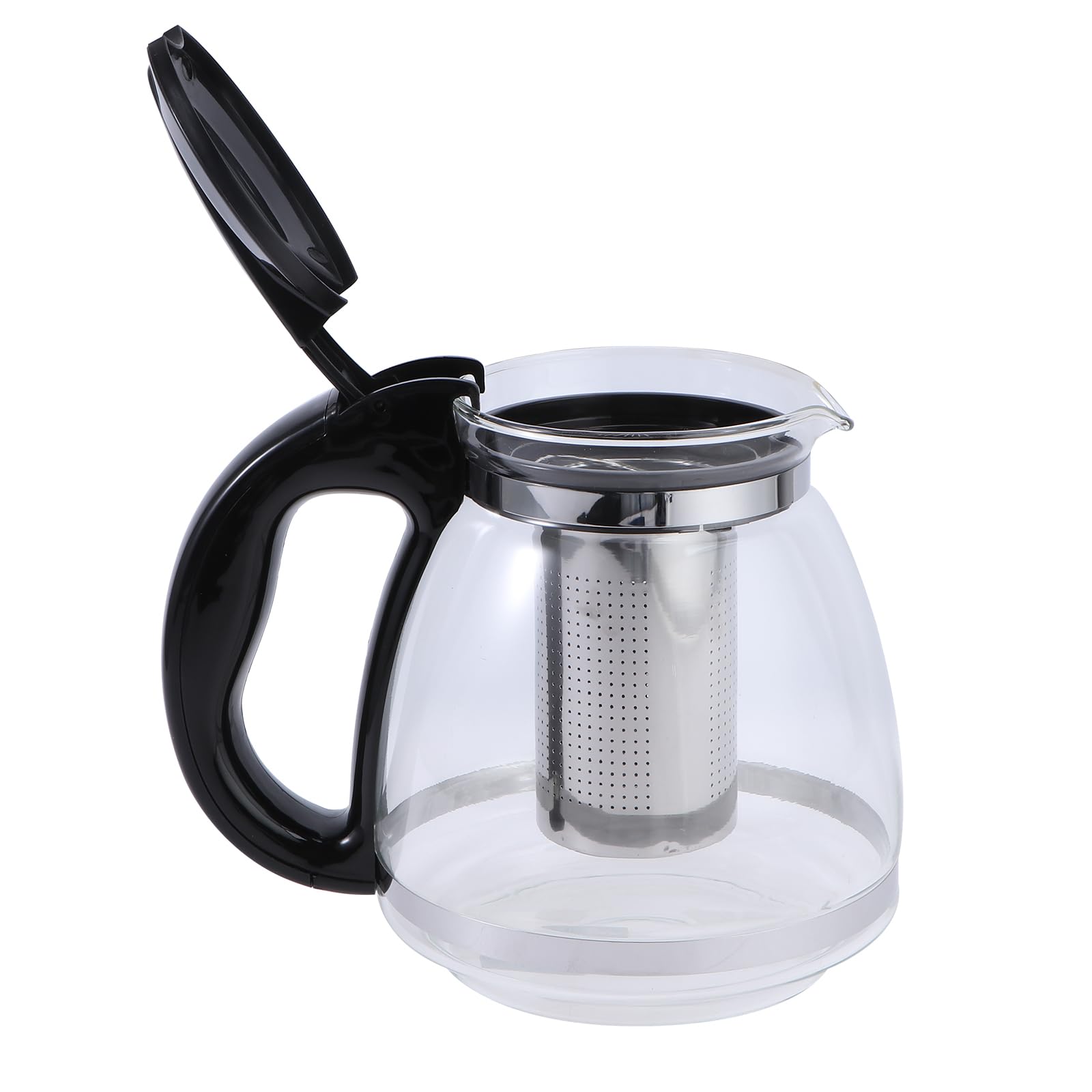 BESTONZON 1500ml Tea Pot Set with Infuser Glass teapot Glass Teapot with Filter Heat Resistant Teapot(Black)