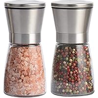 Salt and Pepper Grinder Set of 2, Premium Stainless Steel Spice Mill with Adjustable Coarseness, Ceramic Blades…