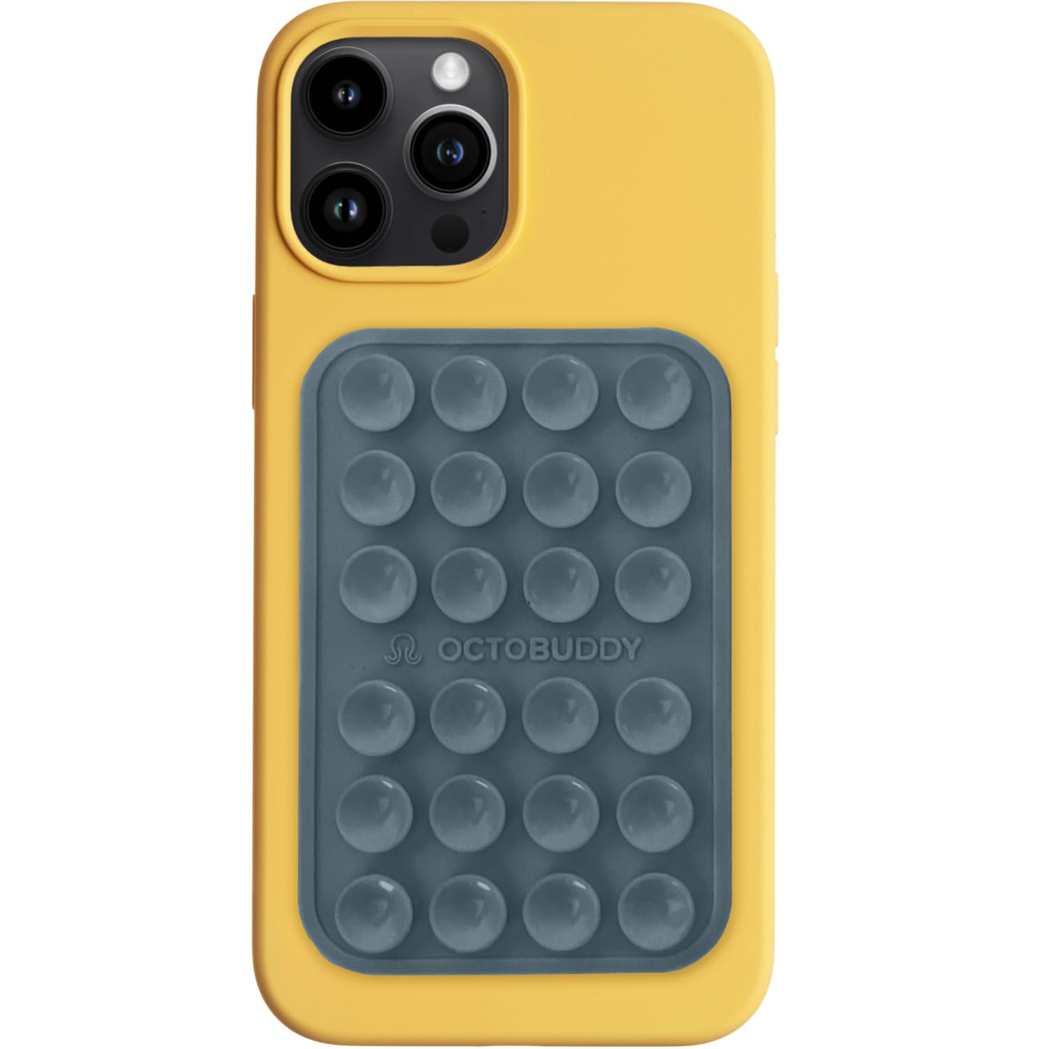 OCTOBUDDY Classic MAX - Silicone Suction Phone Case Adhesive Mount - Hands-Free, Strong Grip Holder for Selfies and Videos - iPhone and Android Compatible - 2.6″ x 3.9″, Shade Gray
