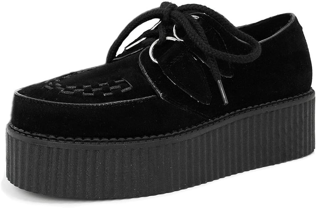 Spylovebuy Flat Creeper Lace Up Platform Shoes Black Amazon.co.uk
