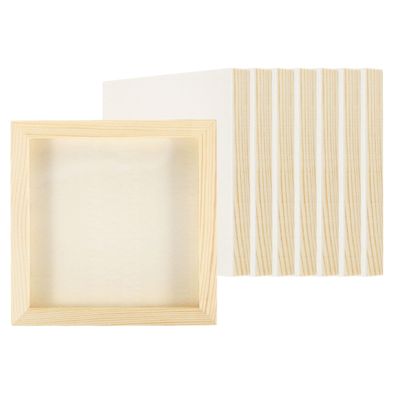 PATIKIL 6"x6" Wood Panels Board, 8 Pack Unfinished Square Art Wood Canvas Panel Painting Boards for DIY Craft Painting Use, Wood Color