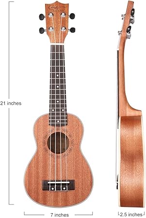 Hricane Ukelele 21 pulgadas de Soprano, guitarra hawaiana, incluye funda