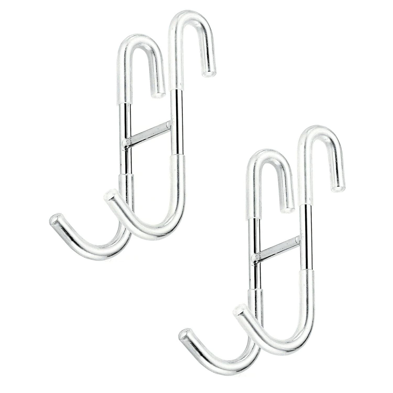 Leekayer 2 Pack Shower Door Hooks,Sliver S Shaped Stainless Steel Over Door Hook for Bathroom Kicten,Wardrobe,Cabinet Door to Hang Bags, Towels,Key,Hat,Coat