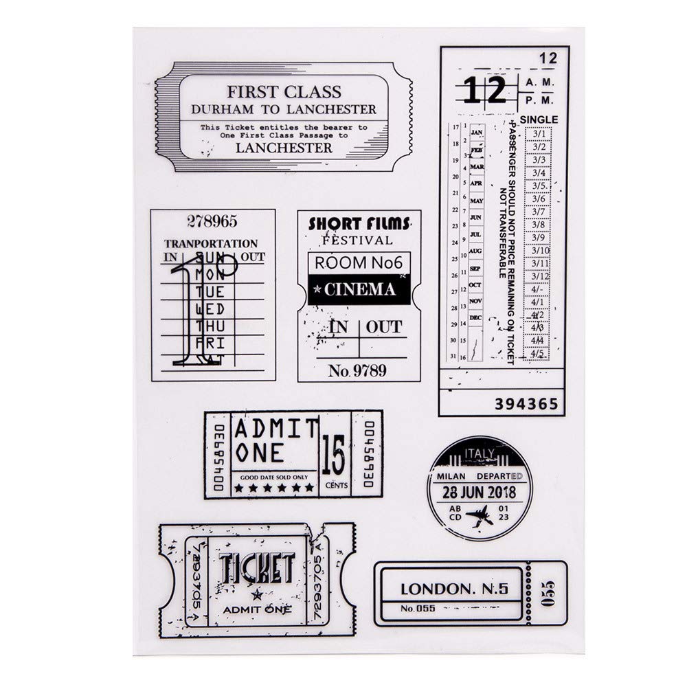 Arrietty Vintage Retro Style Ticket Journey Postage Travel Clear Stamps for Card Making Decoration and DIY Scrapbooking Tools Rubber Stamps