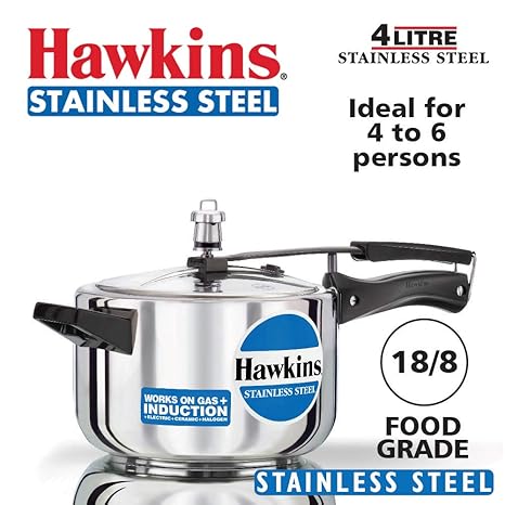 Hawkins Stainless Steel 4.0 Litre Pressure Cooker by Hawkins