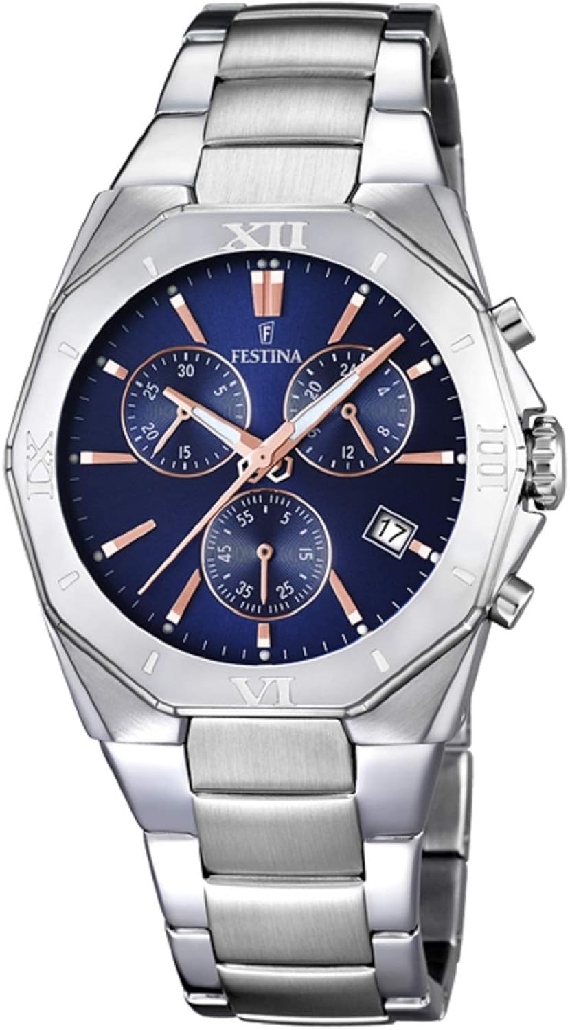 Precio Festina Reloj Caballero - Plateado y Azul - Correa de Acero - Ref. F16757/6