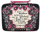 George Jimmy Style Scripture Bible Cover Carrying Cross Extra Strap Crossbody Fuchsia