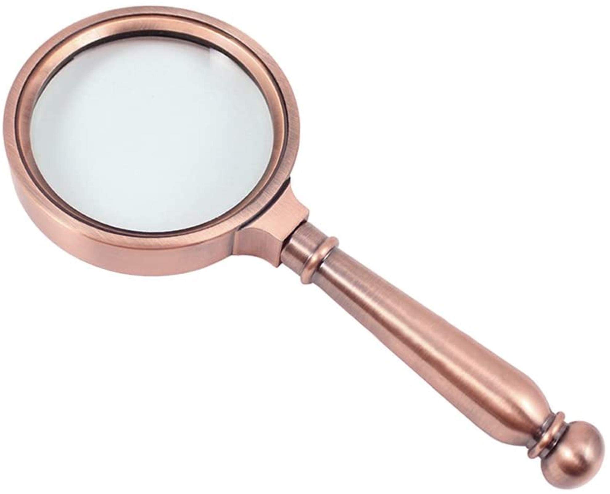 Handheld Magnifying Glass, 5X Magnifier Glass with Metal Frame - Elegant Reading Magnifying Glass, Light Weight Magnifier for Seniors Reading, Soldering, Inspection, Coins, Jewelry