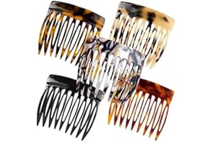 Leanockesa Small French Side Hair Combs for Women - 5 Pcs Decorative Hair Clips for French Twist Styling, Elegant Hair Access