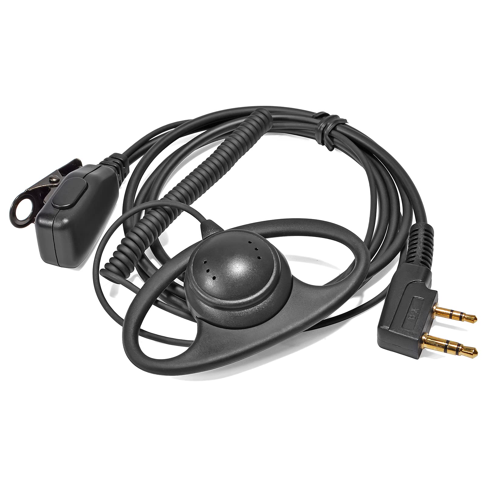 HYSHIKRA Walkie Talkie Earpiece with Mic Headset Compatible with Baofeng UV5R 888S UV-82HP Kenwood 2 Way Radio for Security Bodyguard Outdoor (D Shape, 1 Pack)