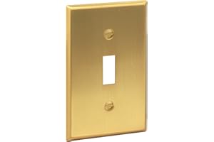 Rio Salto BRASS Metal Gold Toggle Light Switch Cover Wall Plate Single Toggle Switch Wallplate Decorative Gold 1 Gang Wall Switch Plate Covers Hardware Included Brushed Brass - Standard Size