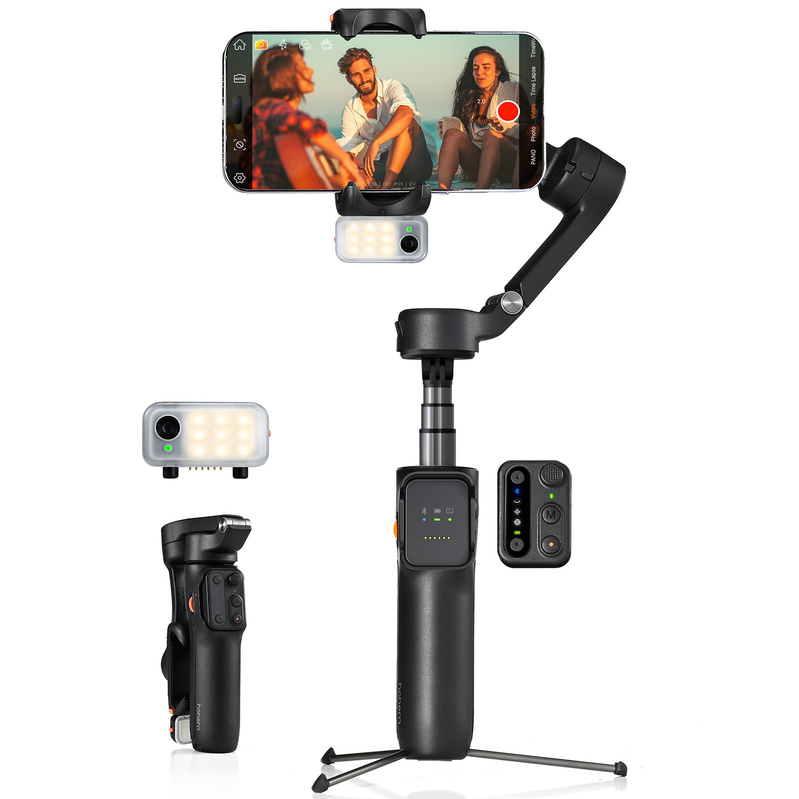 hohem iSteady V3 Phone Gimbal, Gimbal Stabilizer for Smartphones, Upgraded 3-Axis Gimbal Stabilizer, portable and Foldable, Gimbal with Shot Guides, Stabilizer for Blogs, YouTube and TikTok, Black