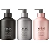 Method Gel Hand Soap Trio, Moisturizing Hand Wash and Plant-Based Hand Cleanser, Vetiver + Amber, Violet + Lavender, Vanilla