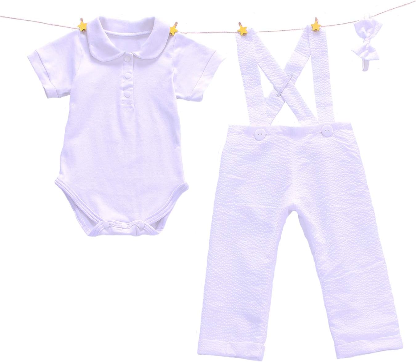 White Baby Boys Baptism Christening Outfit Suit