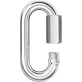 KINLINK 1PC M10 3/8 Quick Link Chain Connector, 304 Stainless Steel Screw Carabiner, Large Locking Carabiner Clips Heavy Duty Chain Hooks for Connecting Hammock, Swing, Shade Sail-Capacity 2300LB