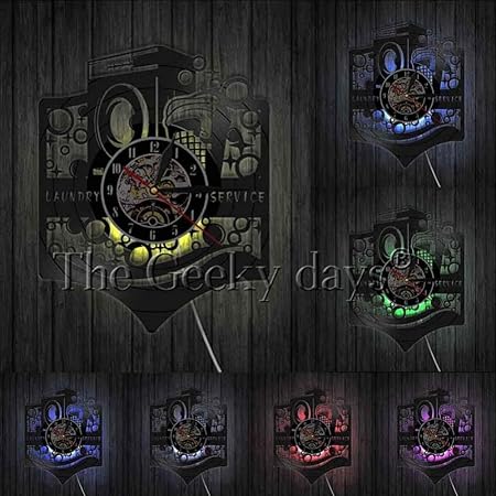 ZhaoCJB Servicio de lavandería Moderno Disco de Vinilo Reloj de ...