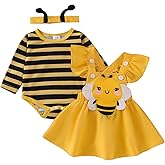Newborn Baby Girl Halloween Outfit Long Sleeve Romper Onesie Suspender Skirt Headband Cute Fall Winter Clothes 3Pcs