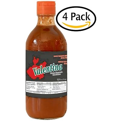 Valentina Salsa Picante Mexican Hot Sauce - Black Label - Extra Hot Spicy - 12.5 Ounce (Oz) Bottles - Hot Ones Sauces Favorite Valentinas Brand - (Pack of 4)