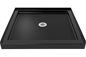 DreamLine SlimLine 32 in. D x 32 in. W x 2 3/4 in. H Center Drain Single Threshold Shower Base in Black, DLT-1132320-88