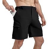 Lucky Rrui Men's Hiking Cargo Shorts 9" Stretch Quick-Dry Lightweight Work Shorts with 6 Pockets Casual Golf Fishing Shorts