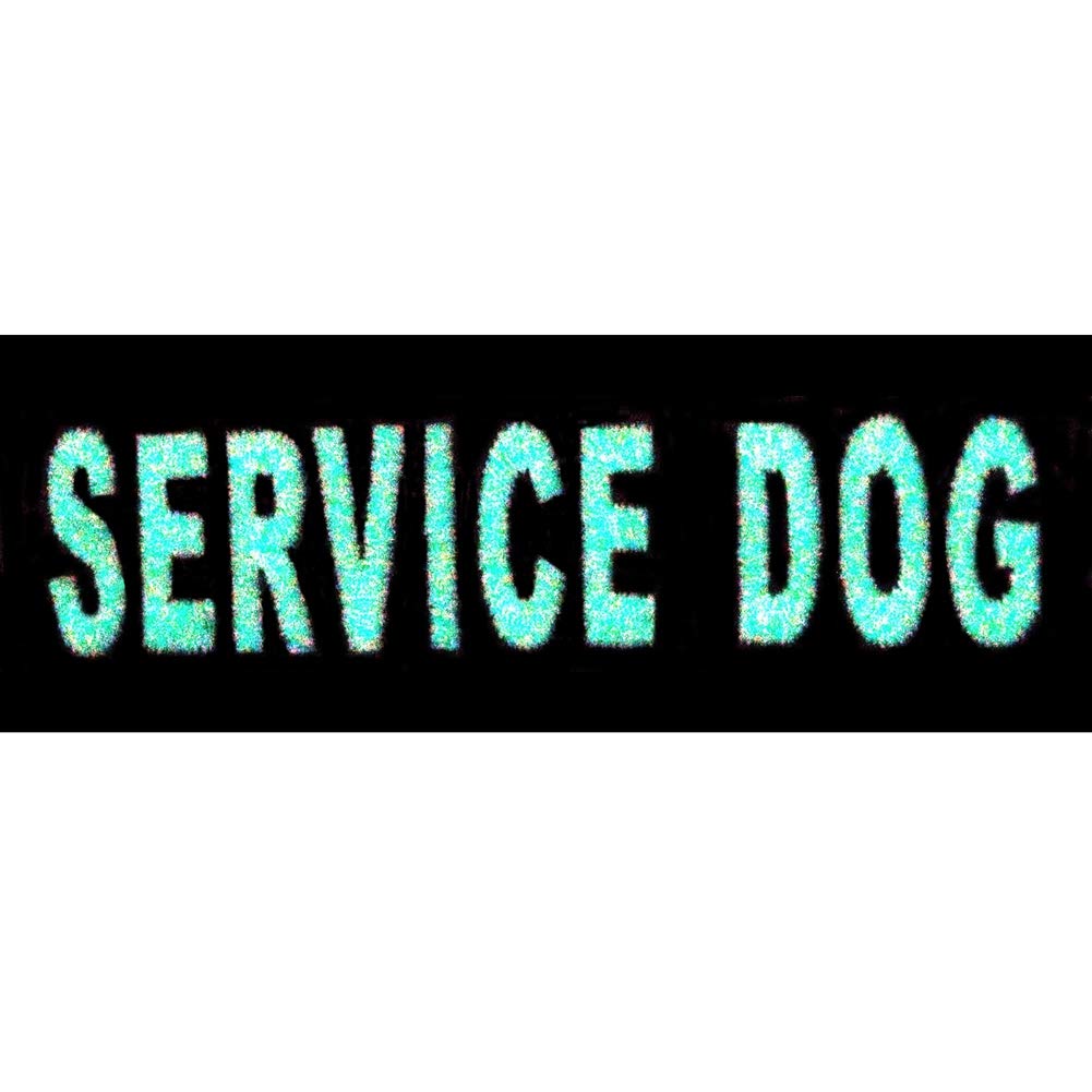 Glow in Dark Service Dog Service Animal Vests/Harnesses Emblem Embroidered Fastener Hook & Loop Patch, 4 X 1.5 inch