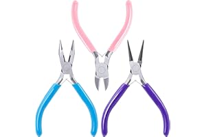 SONGIN 3 Pack Jewelry Pliers Set Tools Includes Needle Nose, Round Nose and Wire Cutters Chain Nose Pliers for Jewelry Making Repair, Wire Wrapping, Beading and Crafts
